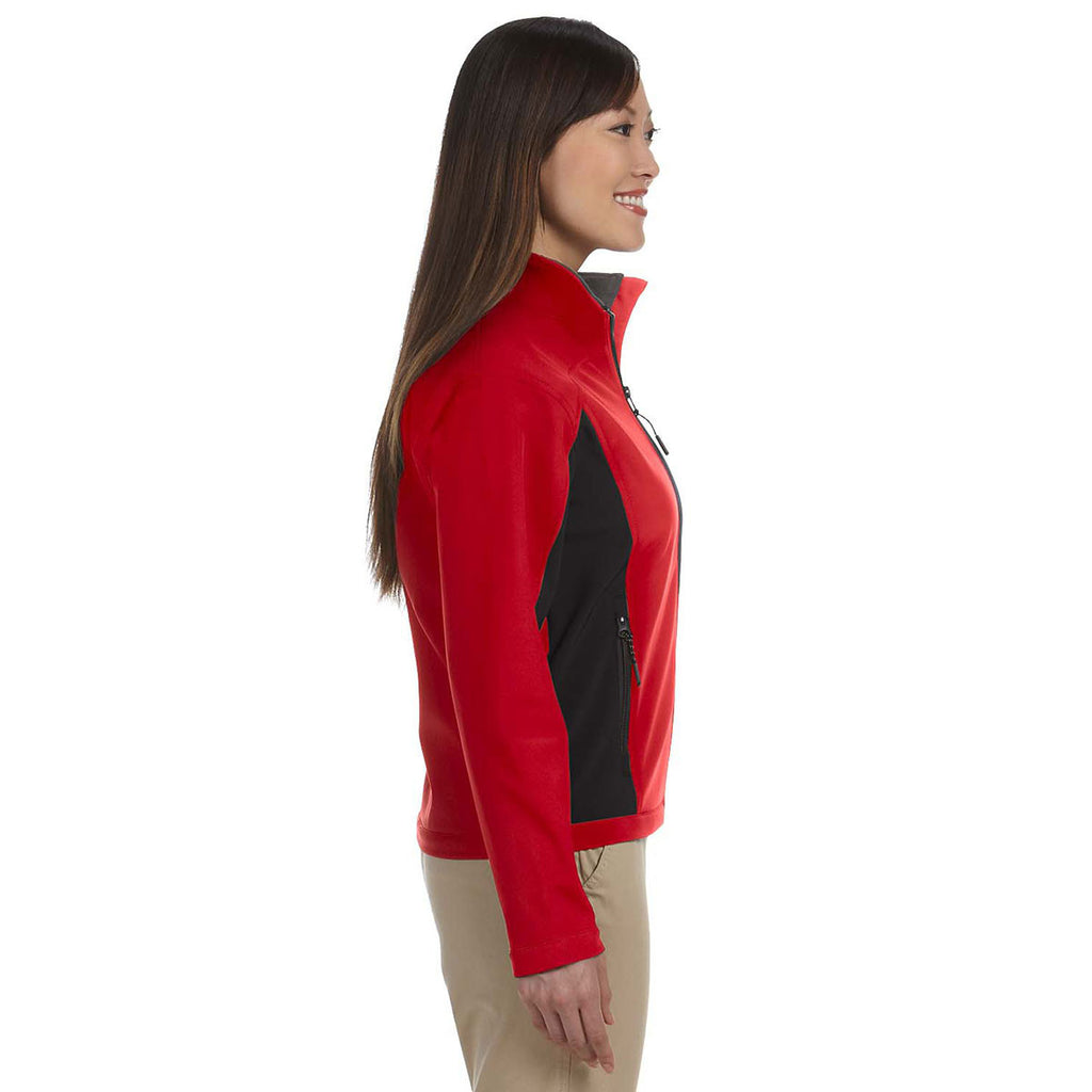 Devon & Jones Women's Red/Dark Charcoal Soft Shell Colorblock Jacket
