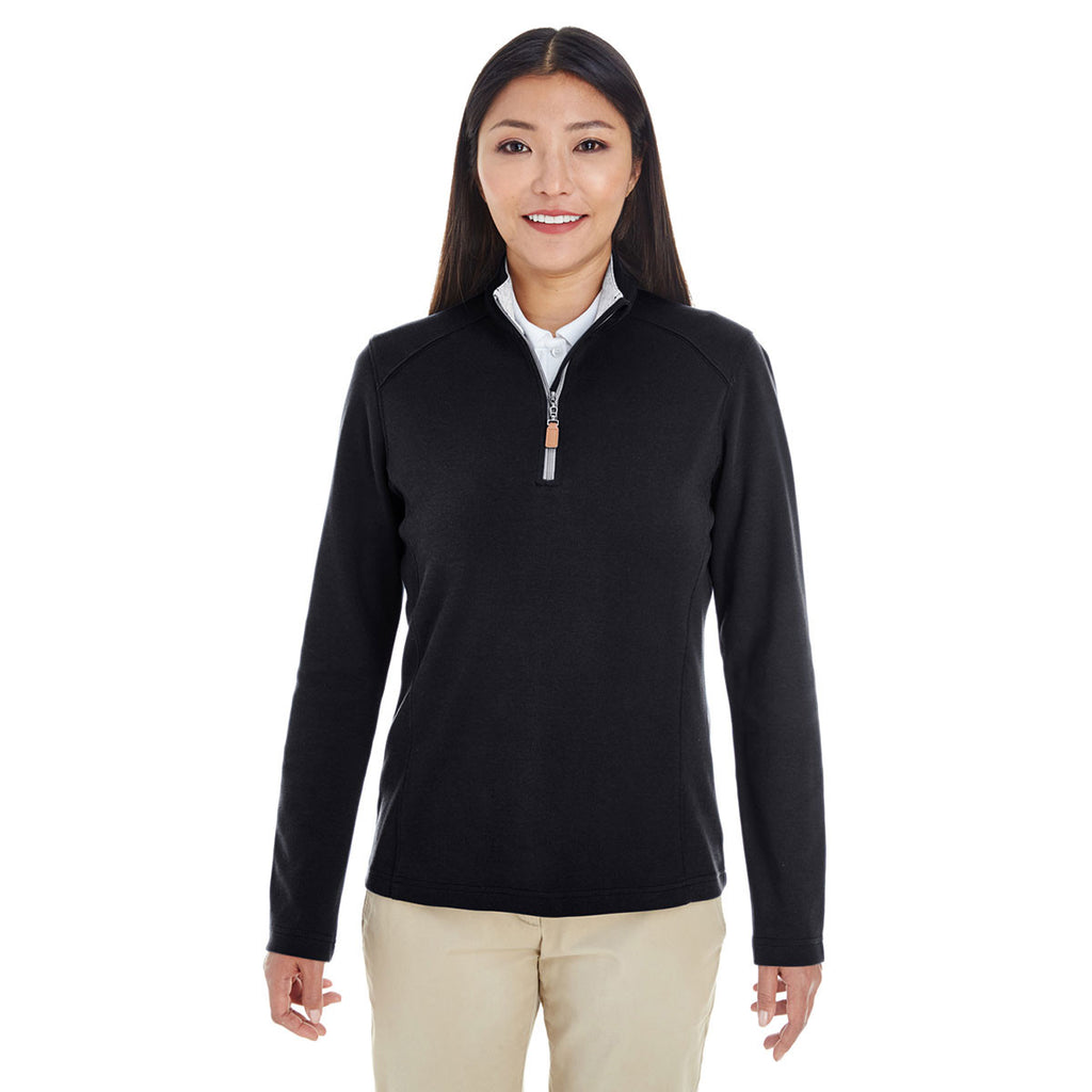 Devon & Jones Women's Black/Grey Heather/Graphite Drytec 20 Performance Quarter-zip