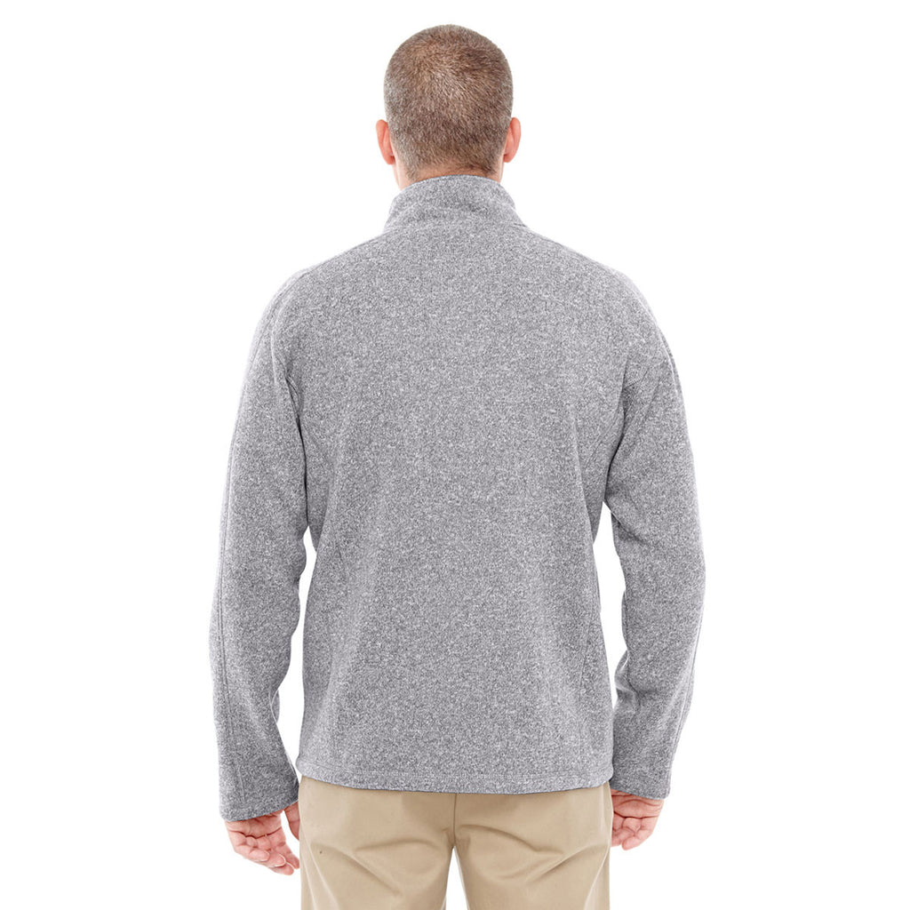 Devon & Jones Men's Grey Heather Bristol Full-Zip Sweater Fleece Jacket