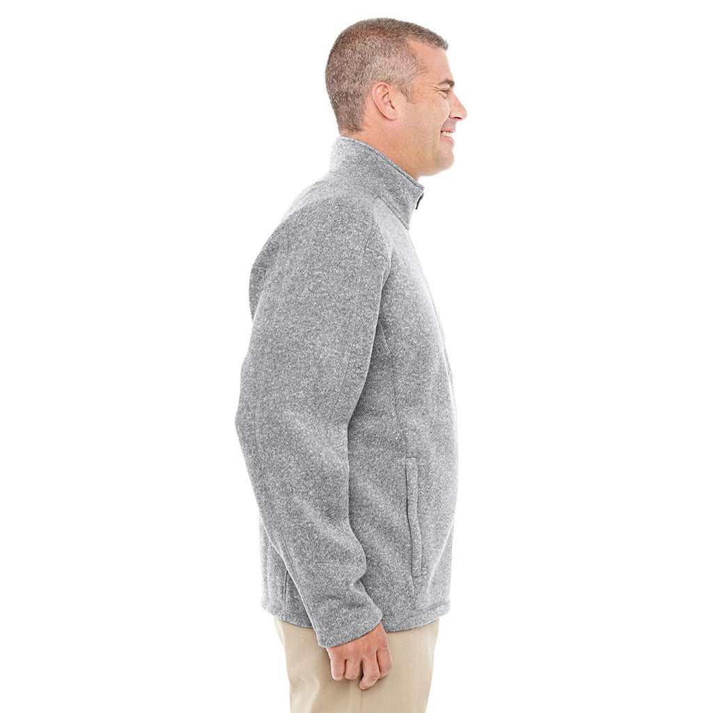 Devon & Jones Men's Grey Heather Bristol Full-Zip Sweater Fleece Jacke