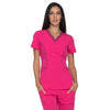 Dickies Women's Hot Pink Xtreme Stretch Contrast V-Neck Top
