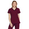 Dickies Women's Wine Xtreme Stretch Contrast V-Neck Top