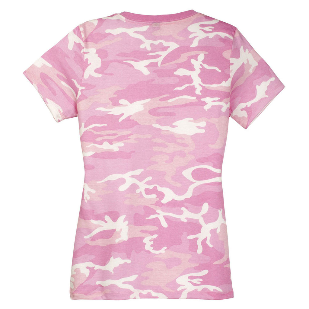 District Made Women's Pink Camo Perfect Weight Camo Crew Tee