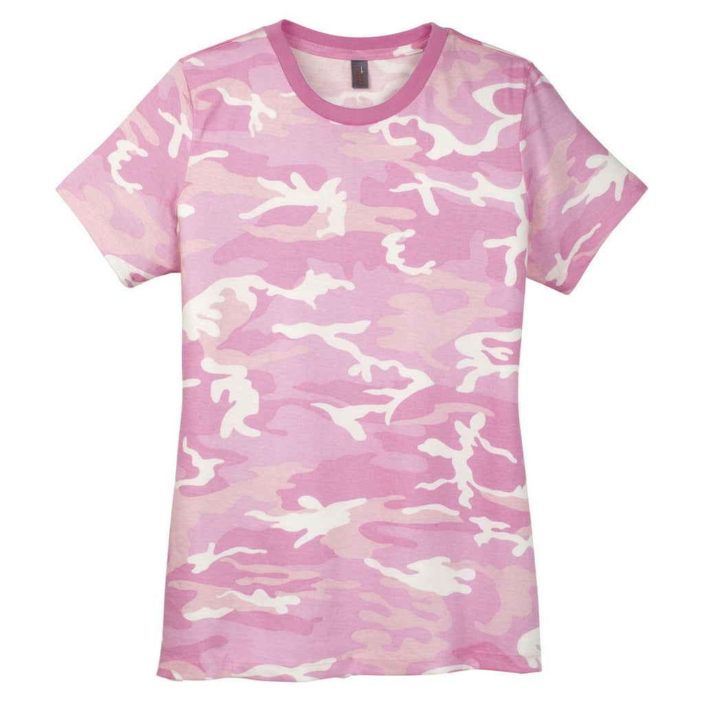 District Made Women's Pink Camo Perfect Weight Camo Crew Tee