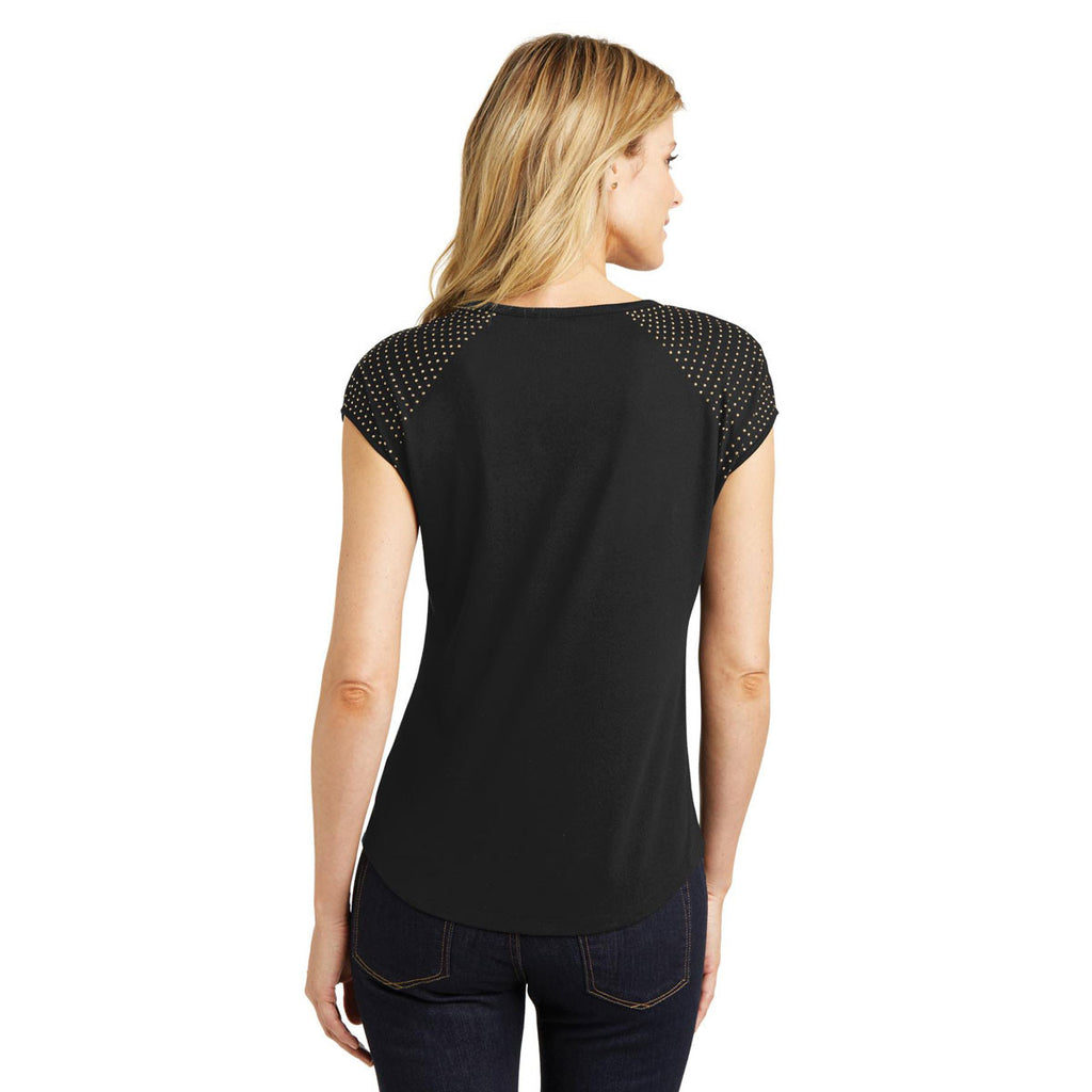 District Made Women's Black/Gold 60/40 Bling Tee