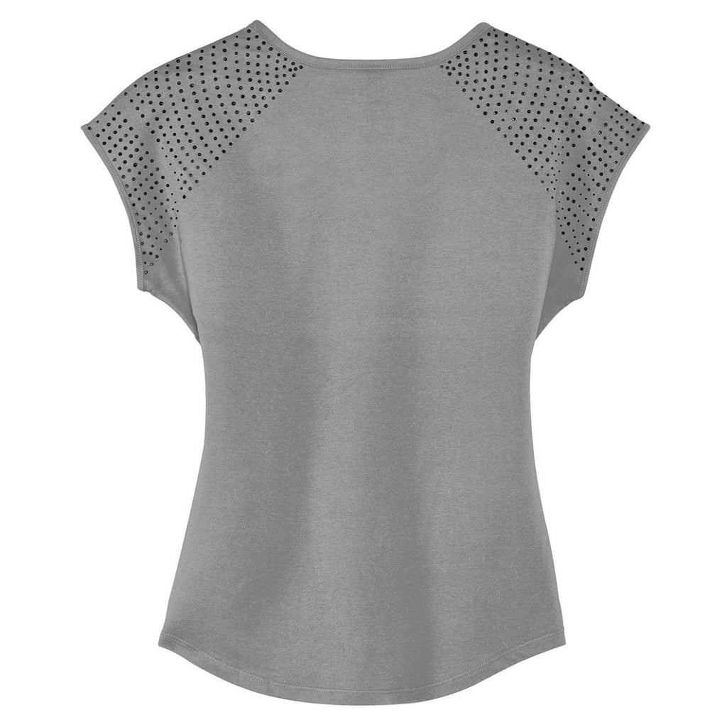 District Made Women's Frost Grey/Black 60/40 Bling Tee