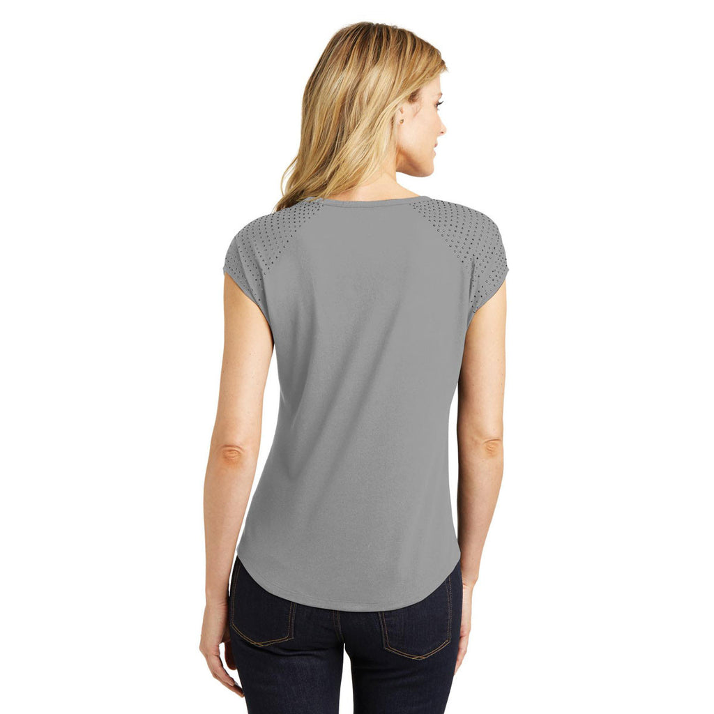 District Made Women's Frost Grey/Black 60/40 Bling Tee