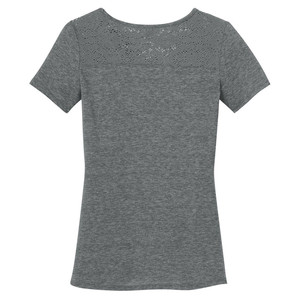 District Made Women's Grey Heather Tri-Blend Lace Tee