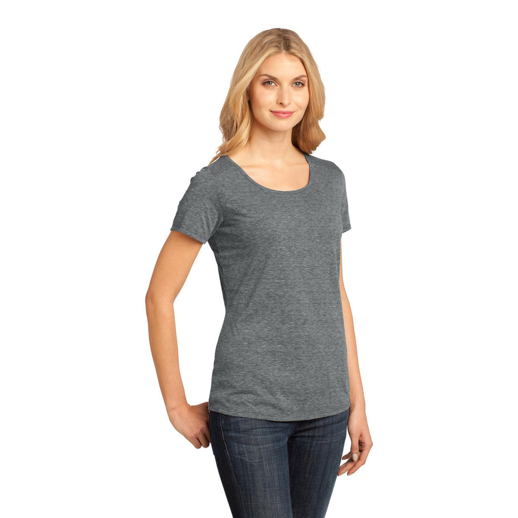 District Made Women's Grey Heather Tri-Blend Lace Tee