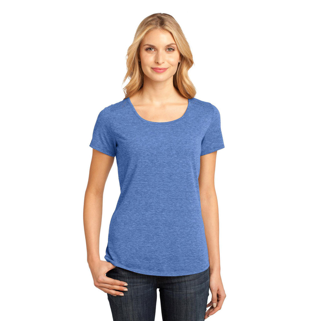 District Made Women's Maritime Heather Tri-Blend Lace Tee