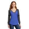 District Women's Heathered True Royal/Heathered Charcoal/Black Game Long Sleeve V-Neck Tee