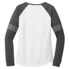 District Women's White/Heathered Charcoal/Silver Game Long Sleeve V-Neck Tee