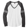 District Women's White/Heathered Charcoal/Silver Game Long Sleeve V-Neck Tee