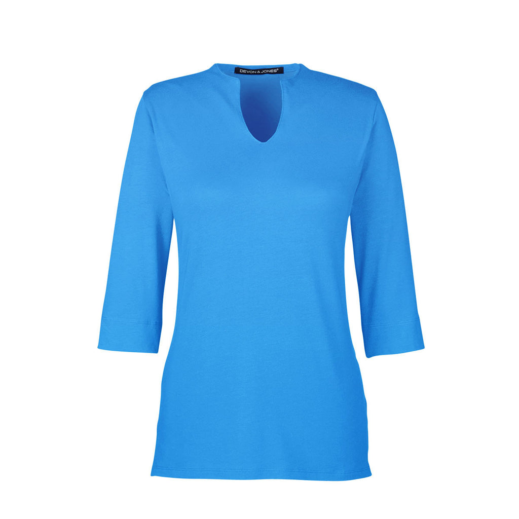 Devon & Jones Women's French Blue Perfect Fit Tailored Open Neckline Top