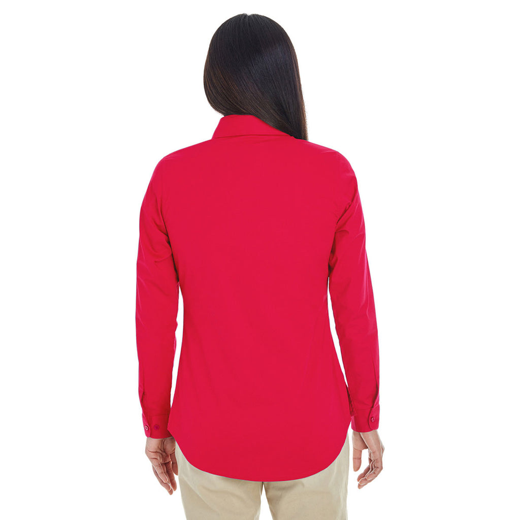 Devon & Jones Women's Red Perfect Fit Half-placket Tunic Top