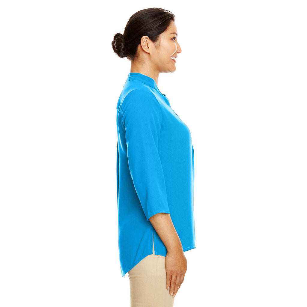 Devon & Jones Women's Ocean Blue Perfect Fit 3/4-Sleeve Crepe Tunic