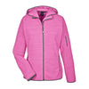 Devon & Jones Women's Charity Pink Heather Perfect Fit Melange Velvet Fleece Hooded Full-Zip
