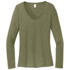 District Women's Military Green Frost Perfect Tri Long Sleeve V-Neck Tee
