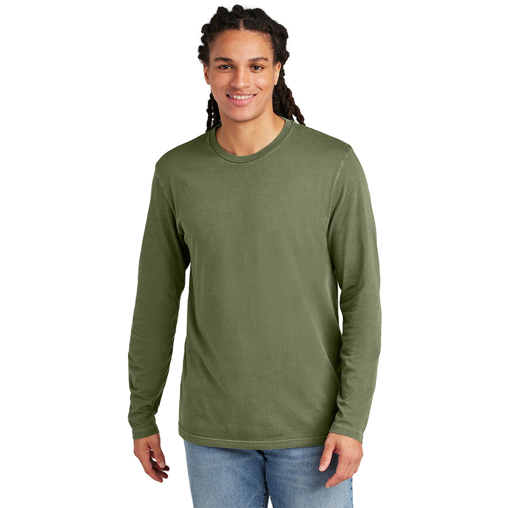 District Men's Olive Drab Green Wash Long Sleeve Tee