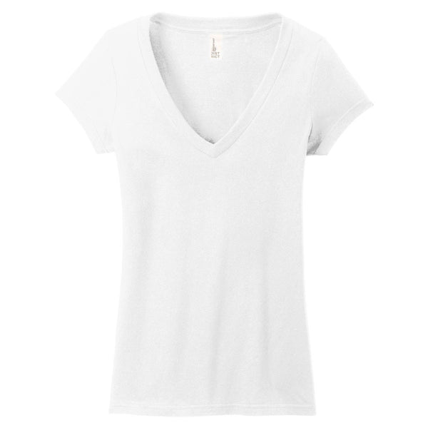 District Women's White Very Important Tee Deep V-Neck