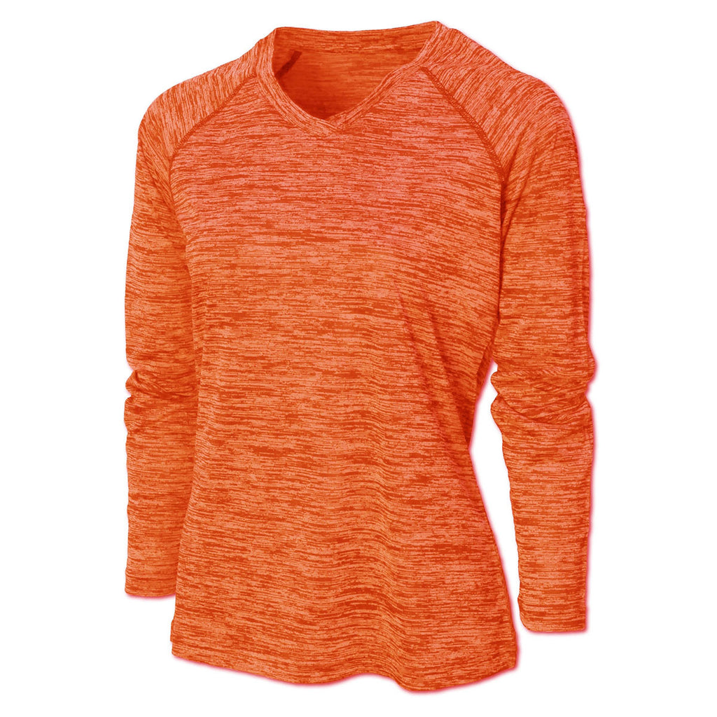 BAW Women's Orange Vintage Heather Dry-Tek Long Sleeve Shirt