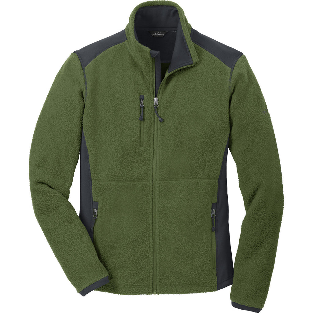 Eddie Bauer Men's Evergreen/Grey Steel Full-Zip Sherpa Fleece Jacket