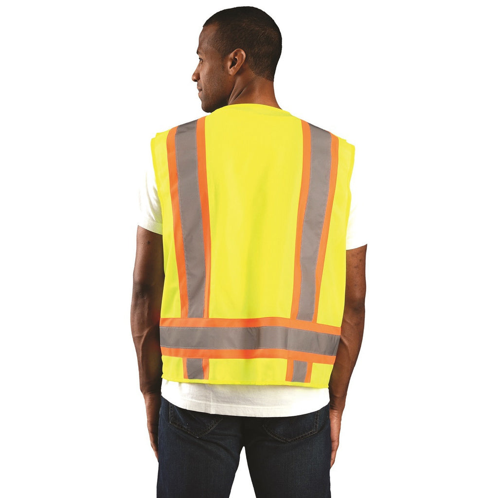 OccuNomix Men's Yellow High Visibility Value Two-Tone Surveyor Solid Vest