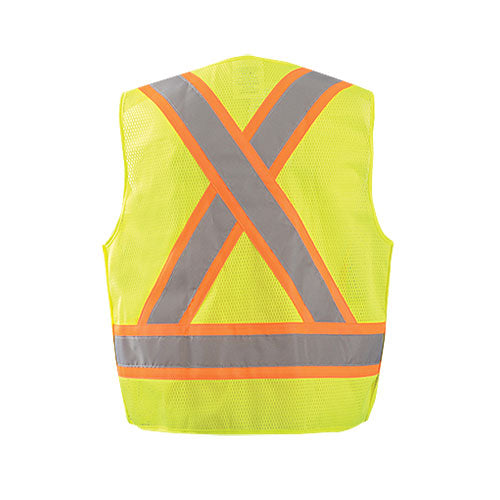 OccuNomix Men's Yellow 5 Point Break-Away Two Tone X Back Mesh Vest