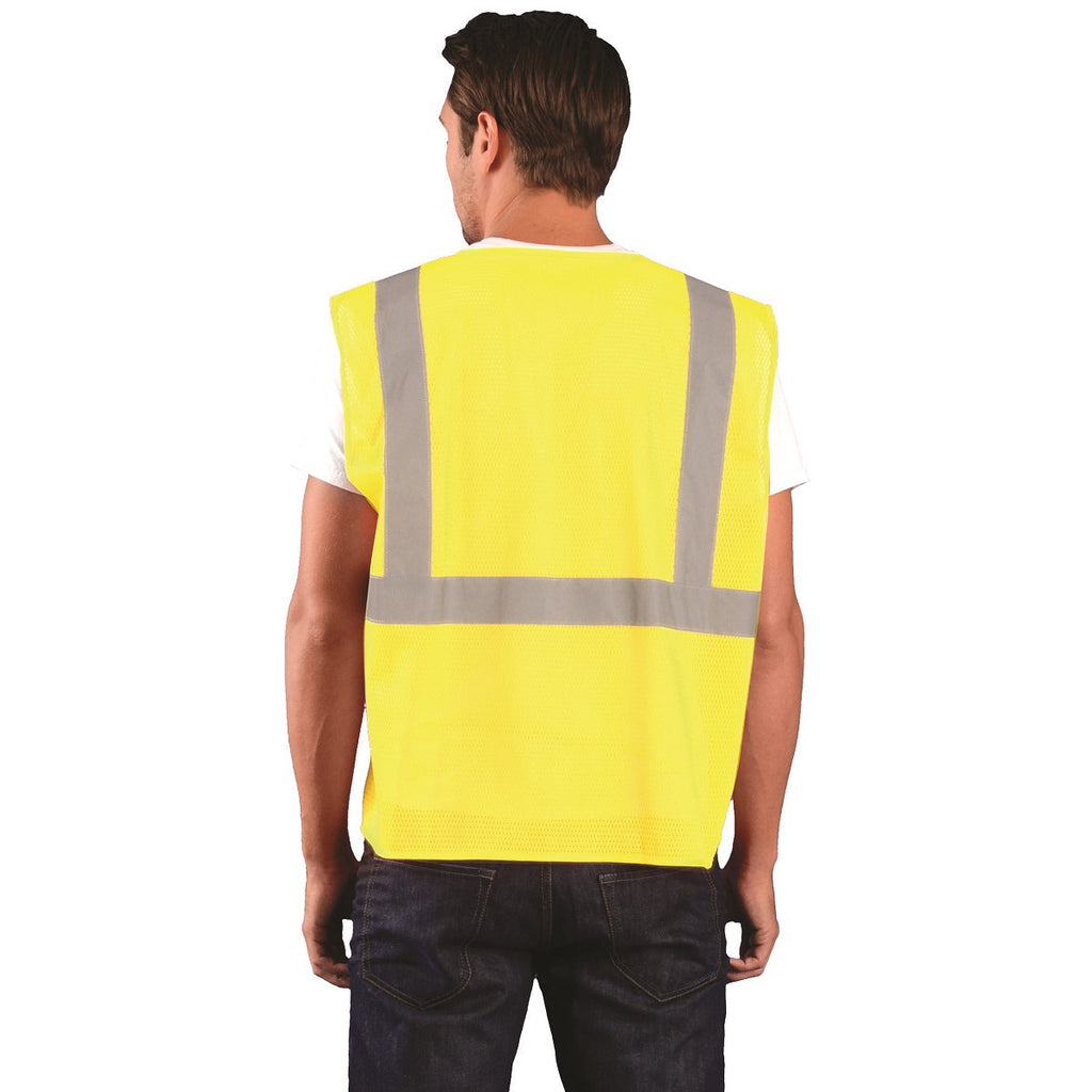 OccuNomix Men's Yellow High Visibility Value Mesh Standard Zipper Safety Vest