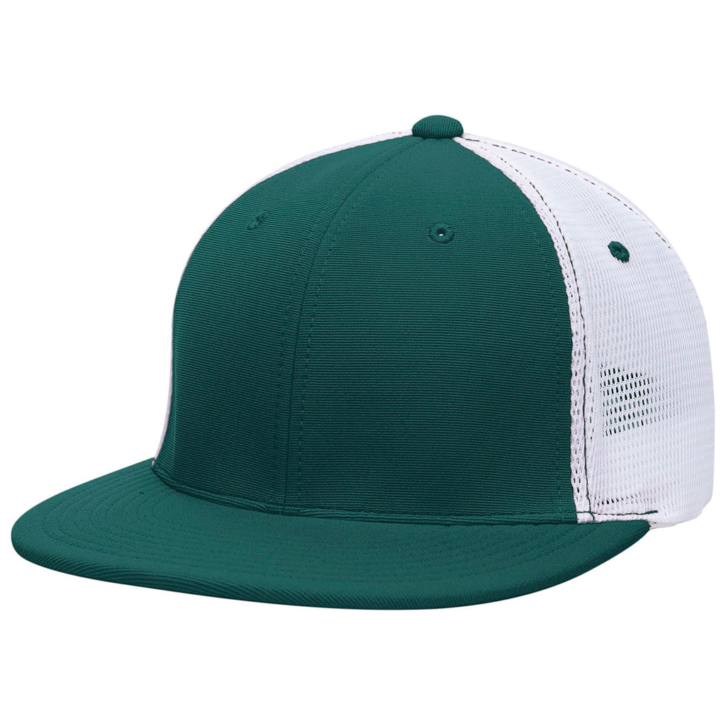 Pacific Headwear Dark Green/White/Dark Green Premium M2 Performance Trucker FlexFit Cap