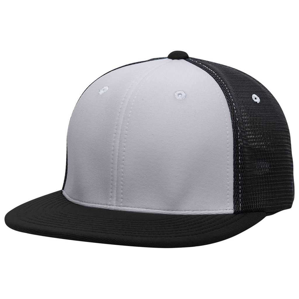 Pacific Headwear Silver/Black/Black Premium M2 Performance Trucker FlexFit Cap
