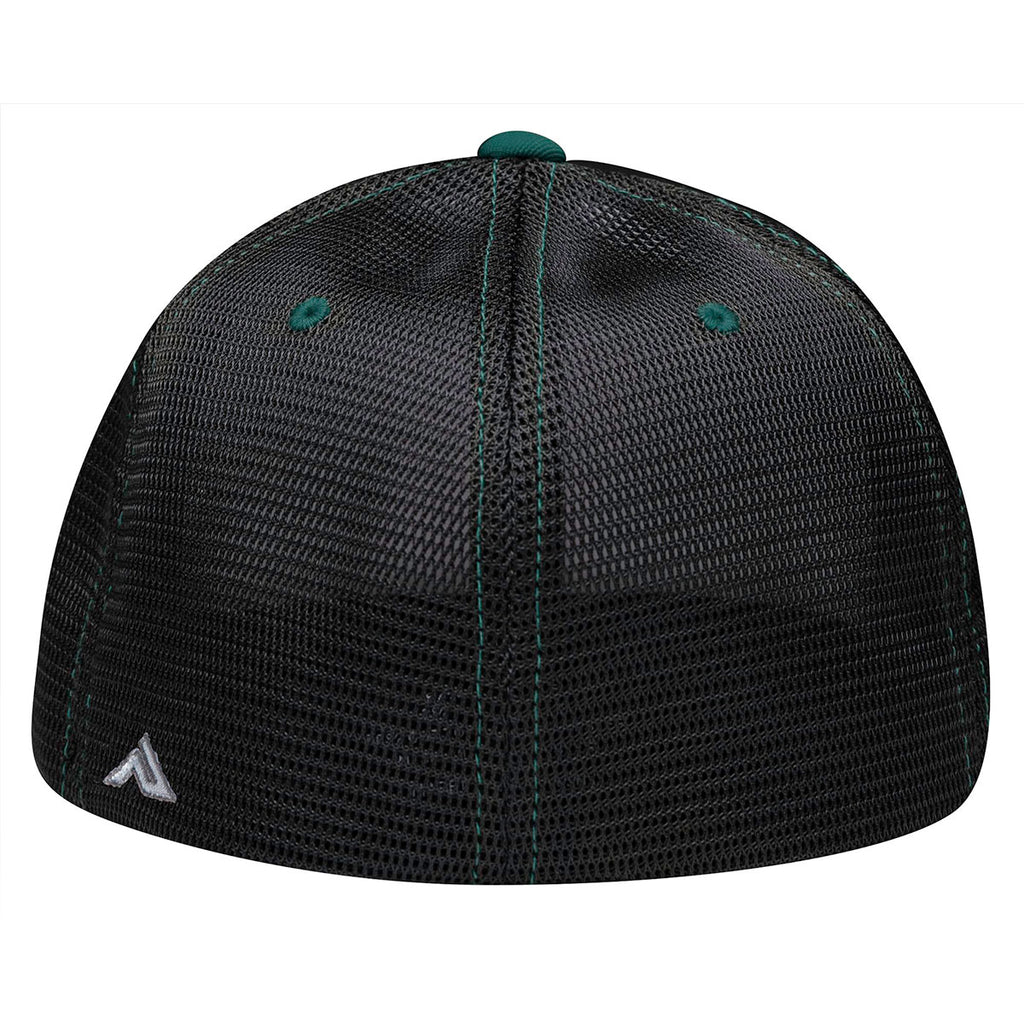 Pacific Headwear White/Black/Dark Green Premium M2 Performance Trucker FlexFit Cap