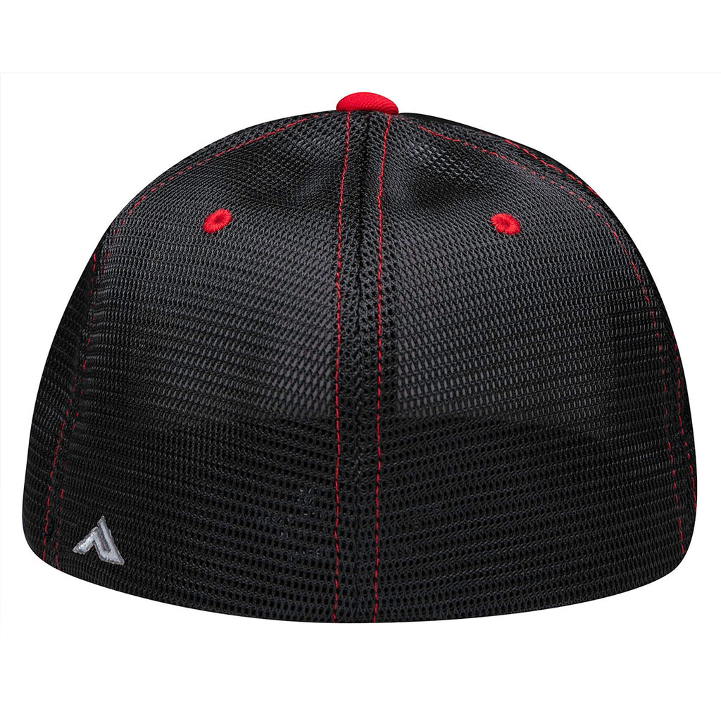 Pacific Headwear White/Black/Red Premium M2 Performance Trucker FlexFit Cap