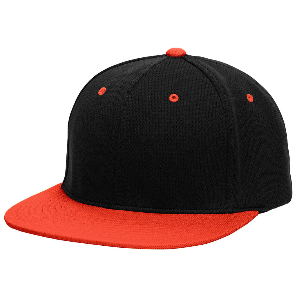 Pacific Headwear Black/Orange Premium P-Tec FlexFit Cap