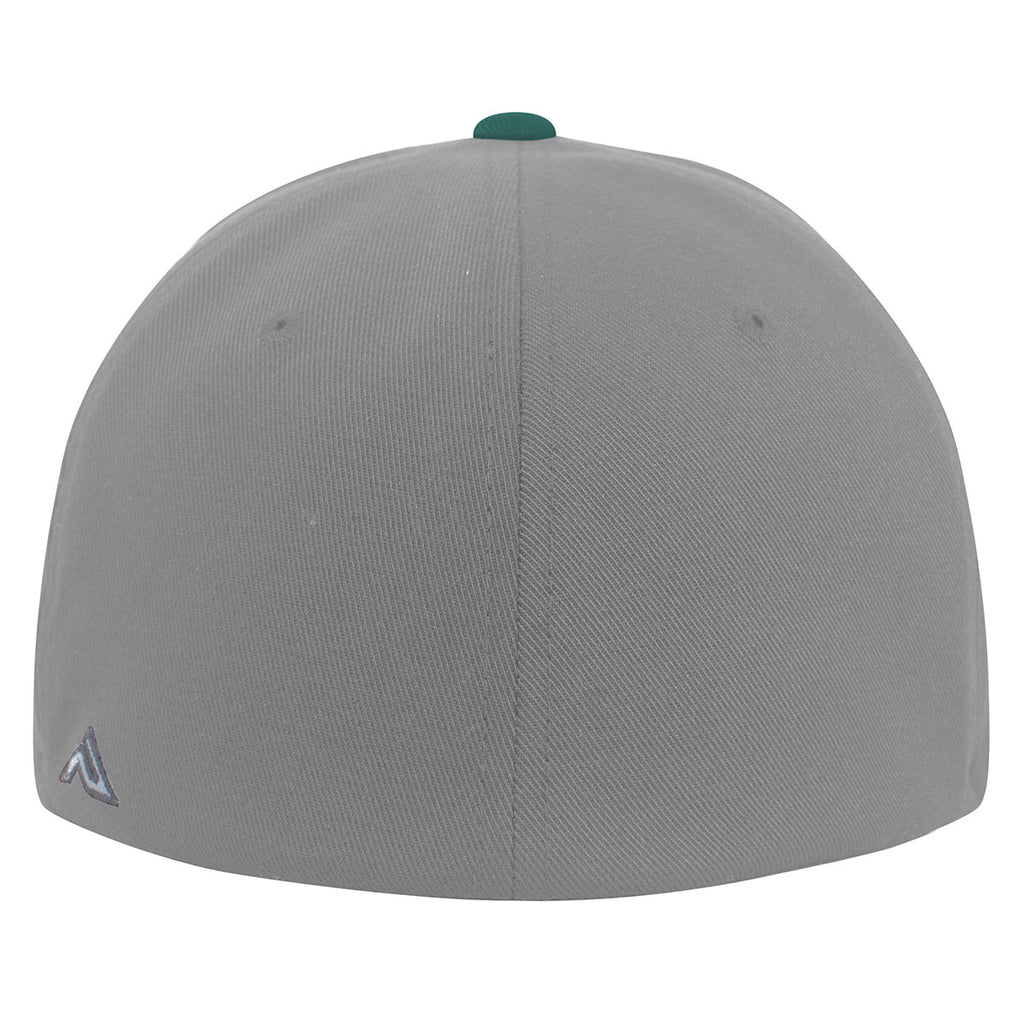 Pacific Headwear Silver/Dark Green Premium A/C2 Performance FlexFit Cap