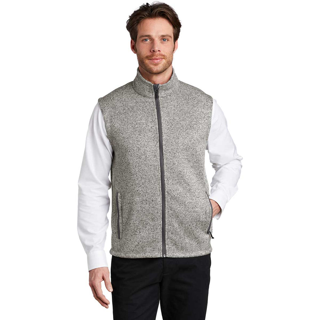 Port Authority Men's Grey Heather Sweater Fleece Vest
