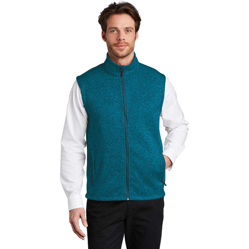 Port Authority Men's Medium Blue Heather Sweater Fleece Vest
