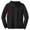 Sport-Tek Men's Black/True Red Tech Fleece Colorblock Hooded Sweatshirt