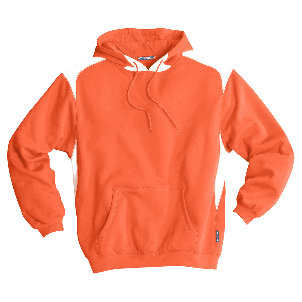 Sport-Tek Men's Orange Pullover Hooded Sweatshirt with Contrast Color
