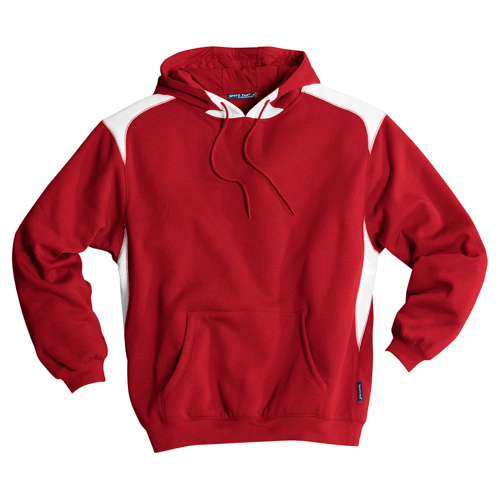 Sport-Tek Men's Red Pullover Hooded Sweatshirt with Contrast Color
