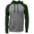 BAW Men's Heather Black/Dark Green Raglan Sleeve Fleece Hooded