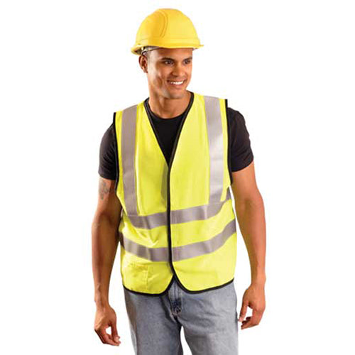 OccuNomix Men's Yellow Flame Resistant Dual Certified Dual Stripe Solid Vest