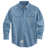 Carhartt Men's Tall Medium Blue Flame-Resistant Work-Dry Lightweight Twill Shirt