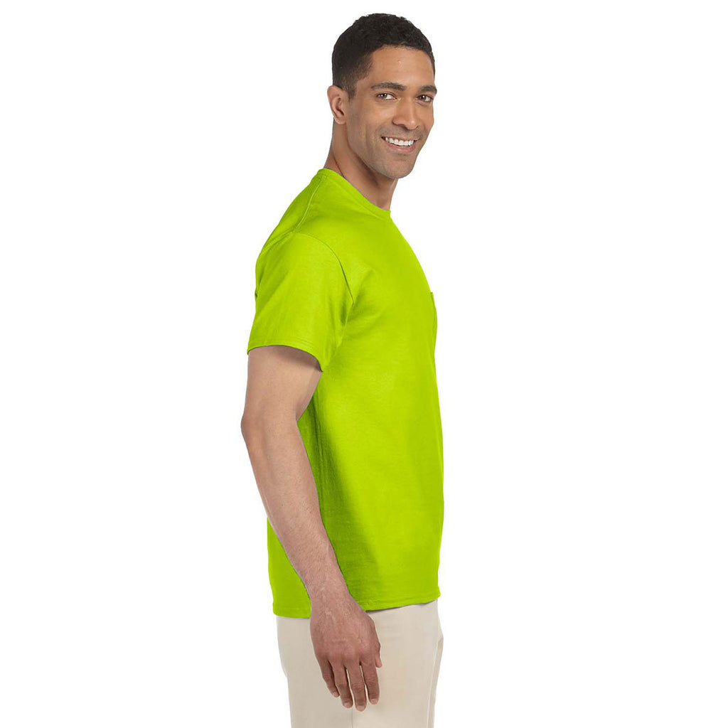 Gildan Unisex Safety Green Ultra Cotton Pocket T-Shirt