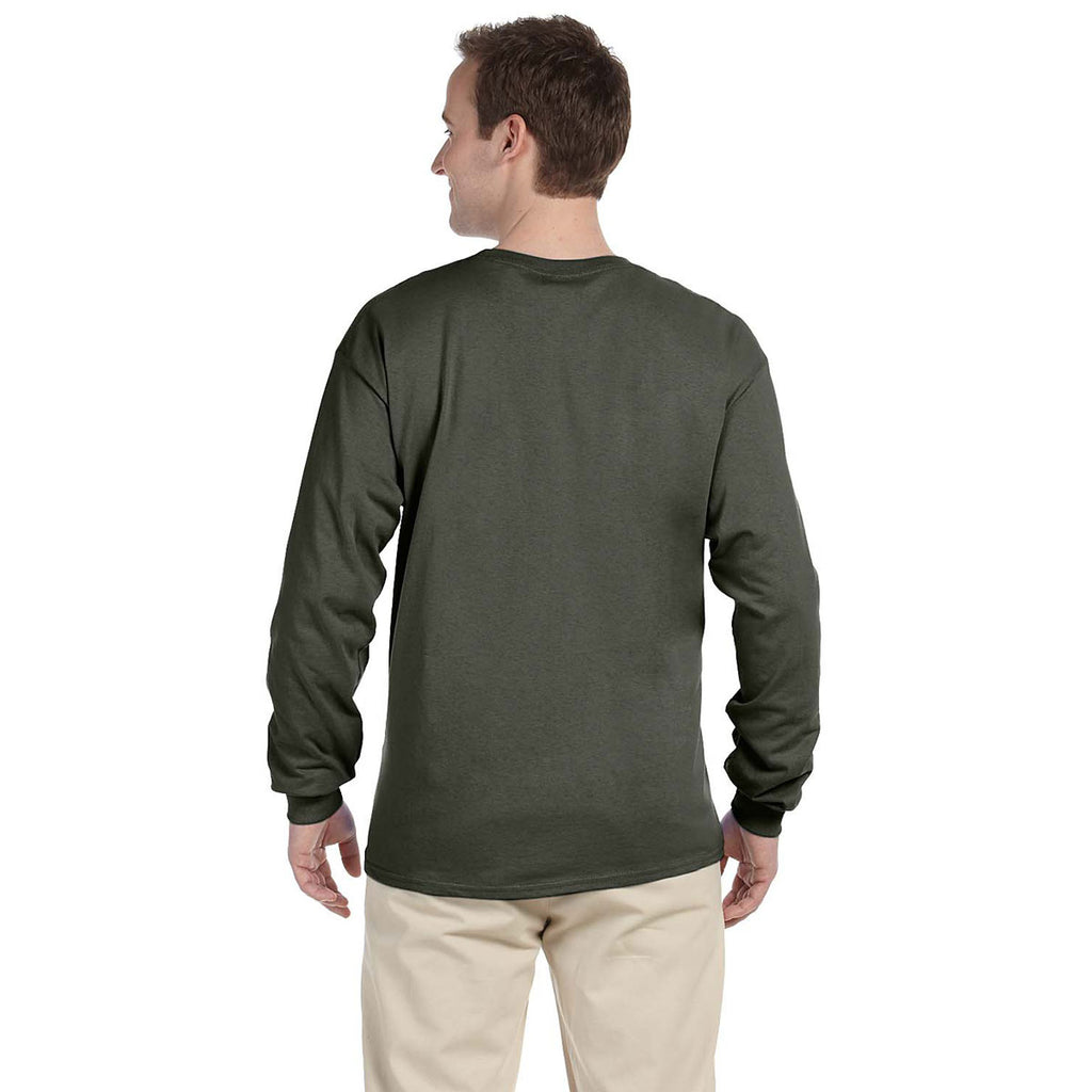 Gildan Men's Military Green Ultra Cotton Long Sleeve T-Shirt