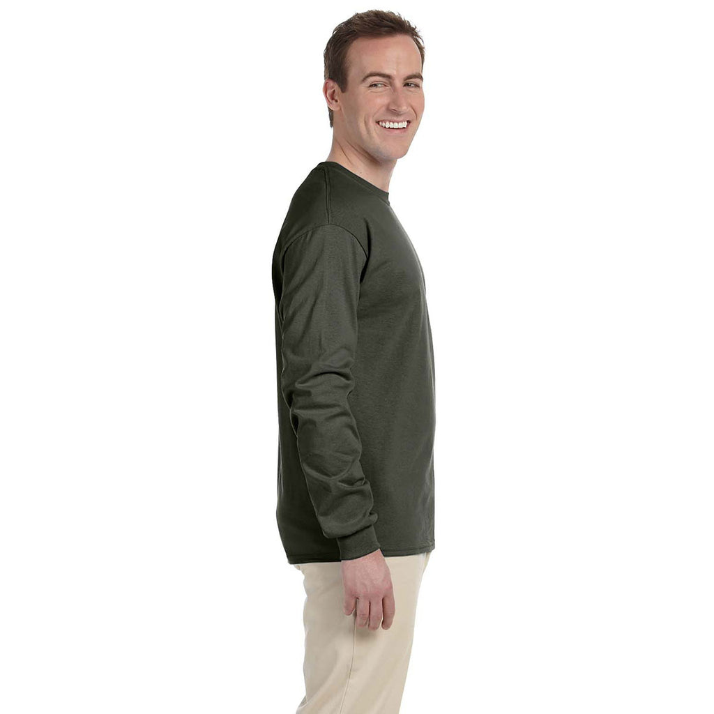 Gildan Men's Military Green Ultra Cotton Long Sleeve T-Shirt