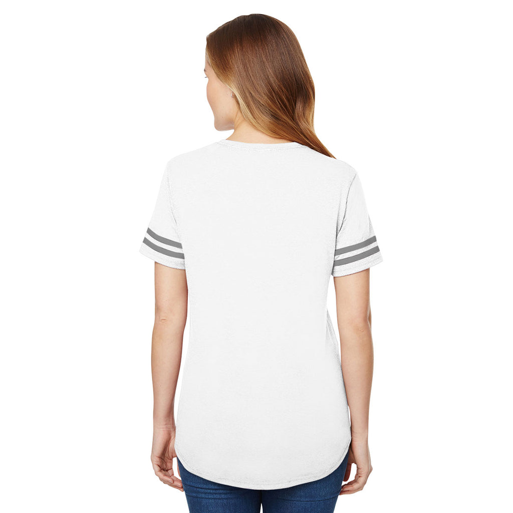 Gildan Women's White/Graphite Heather Heavy Cotton Victory T-Shirt