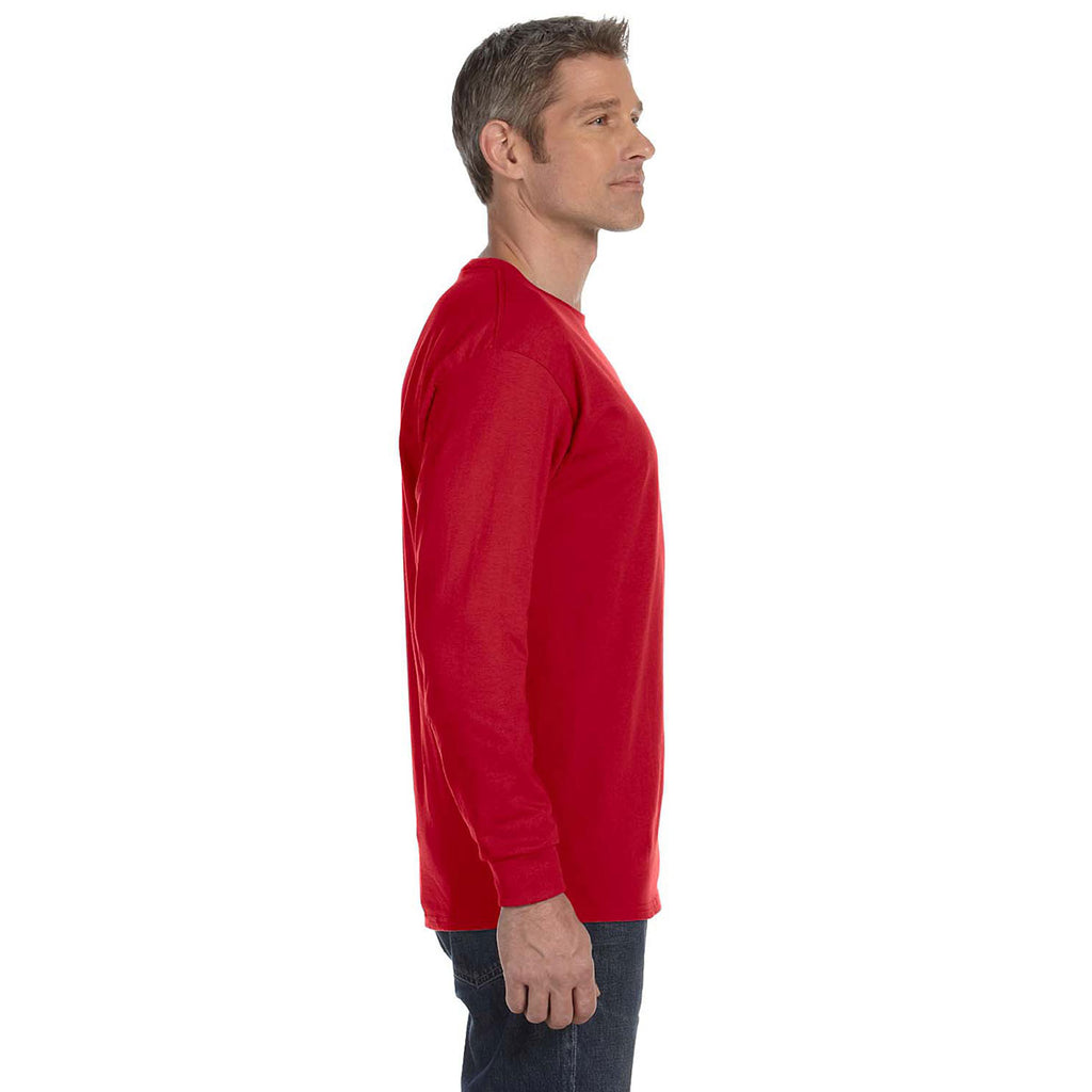 Gildan Men's Red 5.3 oz. Long Sleeve T-Shirt