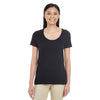 Gildan Women's Black Softstyle 4.5 oz. Deep Scoop T-Shirt
