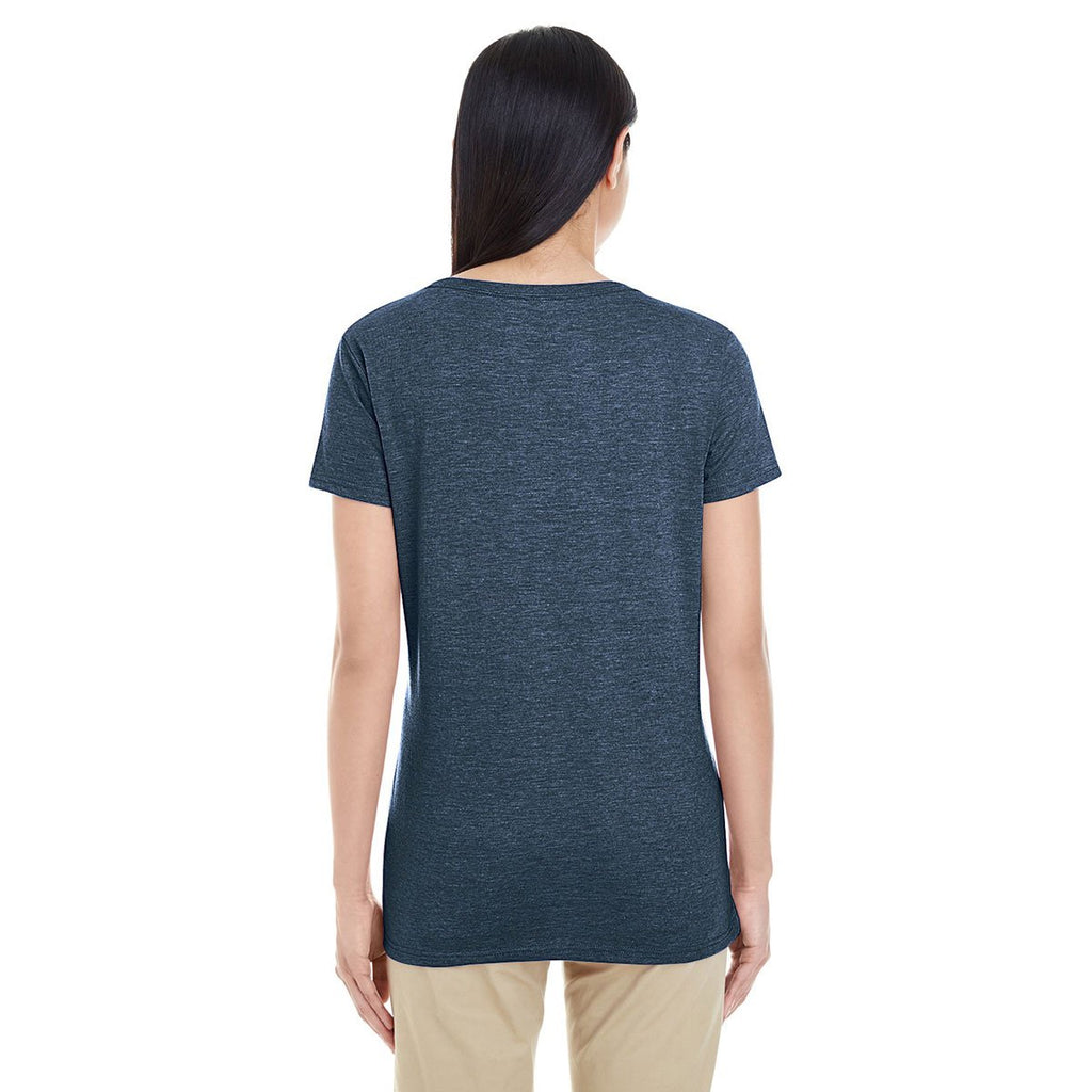 Gildan Women's Heather Navy Softstyle 4.5 oz. Deep Scoop T-Shirt